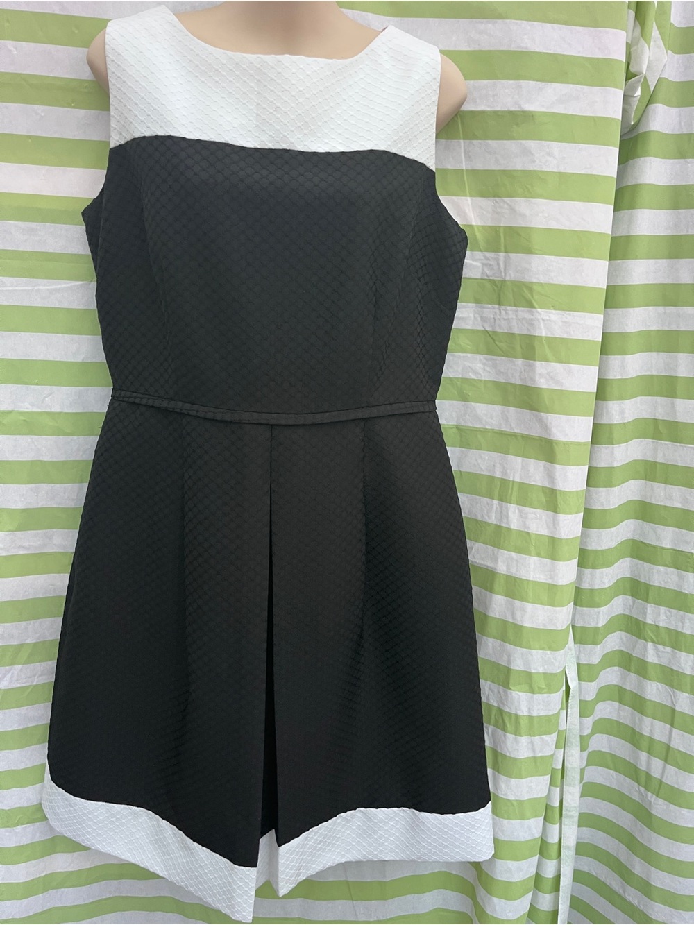 Sleeveless Black and White Mini Dress with Contrast Trim